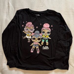 L.O.L. Surprise! Black Long-Sleeve Tee with Pink & Blue Character Graphic